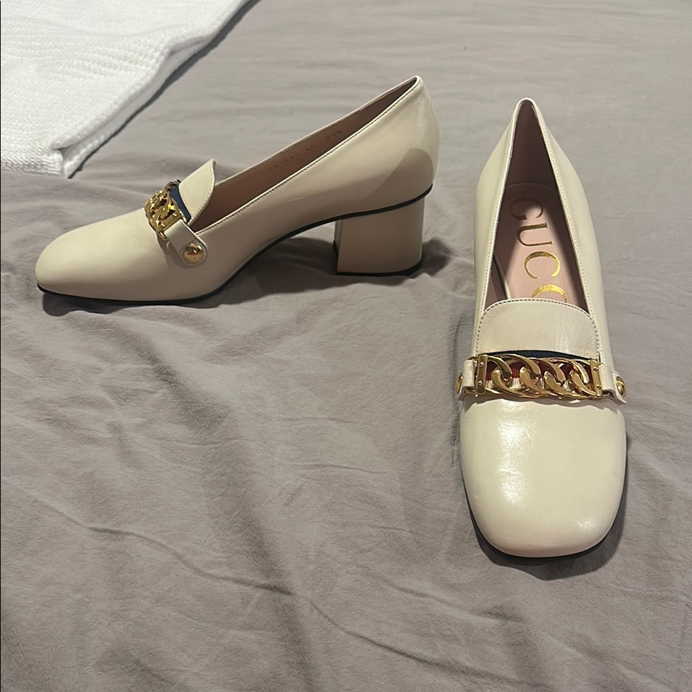 Gucci Cream Block Heel Shoes - Picture 1 of 5